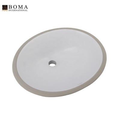 16"x13" White Oval Small Undermount Bathroom Wash Ceramic Sink