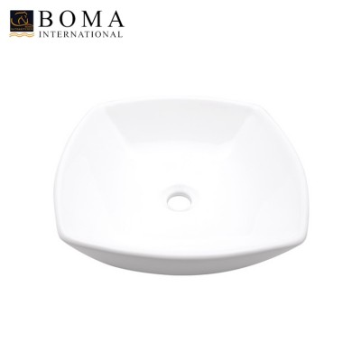 Top mounting square ceramic bathroom sink without faucet